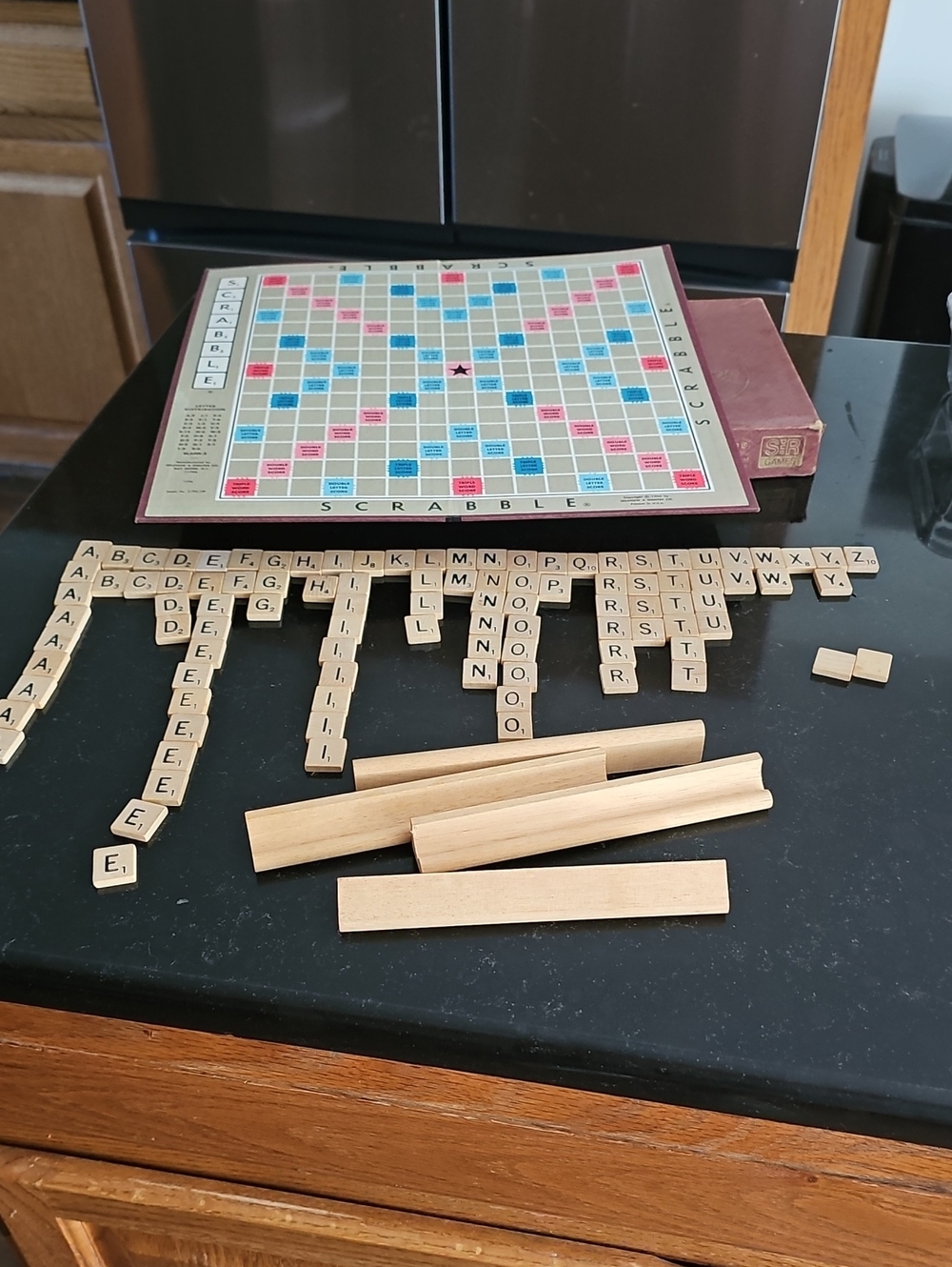 Scrabble Classic Board Game - Wooden Tiles in Natural Wood Vintage